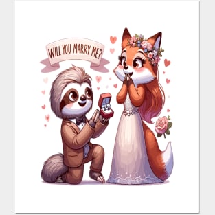 Enchanted Proposal, Sloth & Fox Love Posters and Art